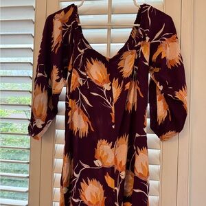 Ava Sky Purple and Orange Floral Long Sleeve Dress